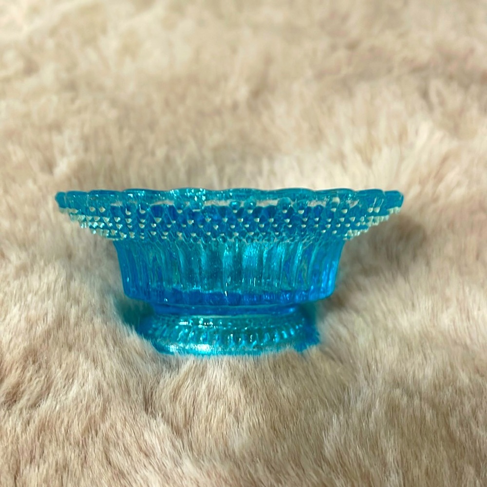 Vntg Degenhart Star and Dewdrop Aqua Salt Cellar